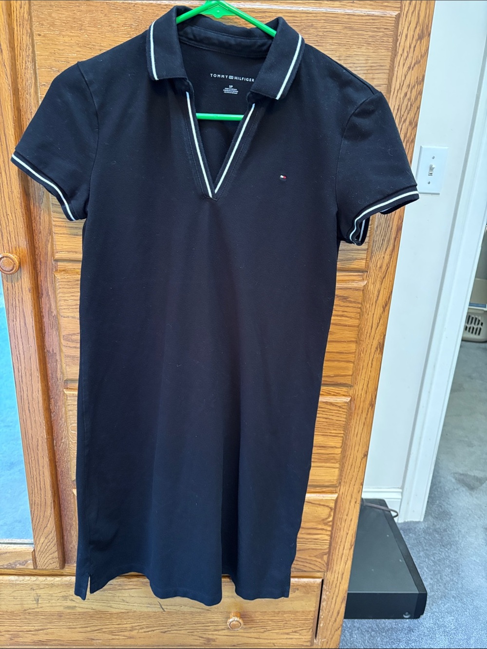 Tommy Hilfiger Black Polo-Style Mini Dress with White Trim
